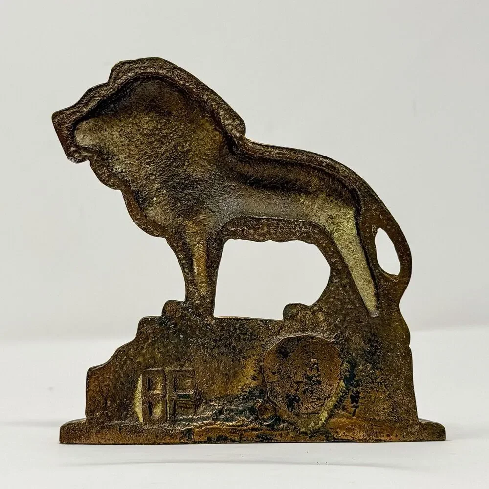 Antique Cast Iron Lion Bookends Pair Bronzed Art Deco Style Library Decor - Picture 6 of 8